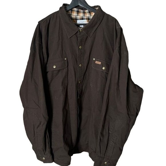 Carhartt Flannel Lined Canvas Shirt Jacket 4XL - Picture 1 of 3